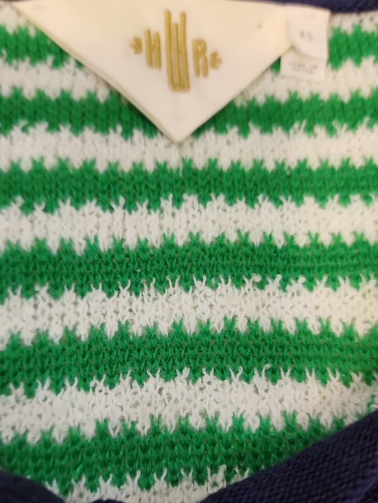 Anthropologie Sweaters - Anthropologie Green and White Striped Crewneck Sweater